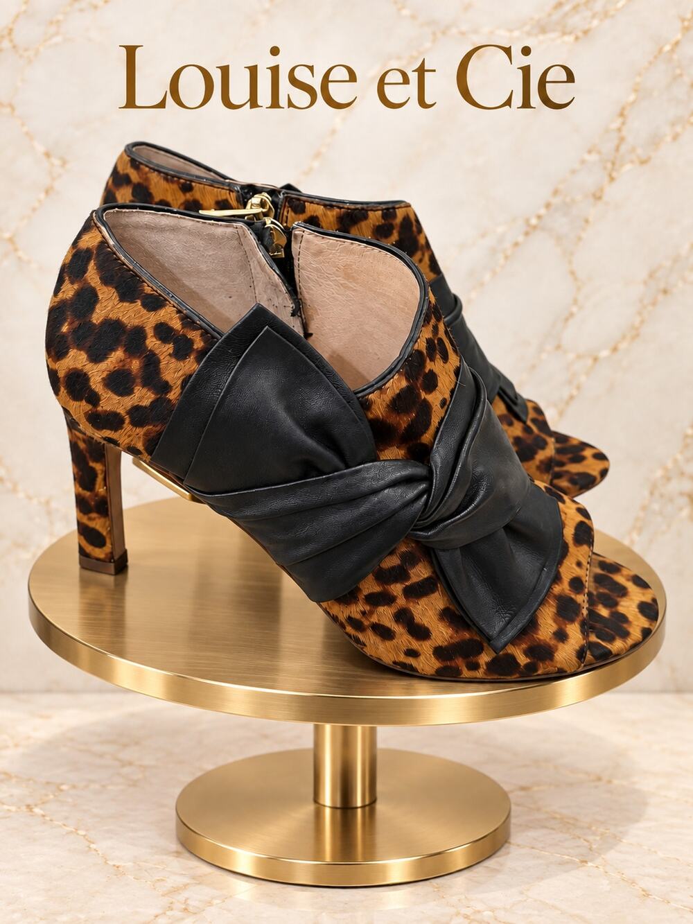 Louise et Cie Lo-Idola Leopard Calf Hair Leather Bow Booties Size 7.5M